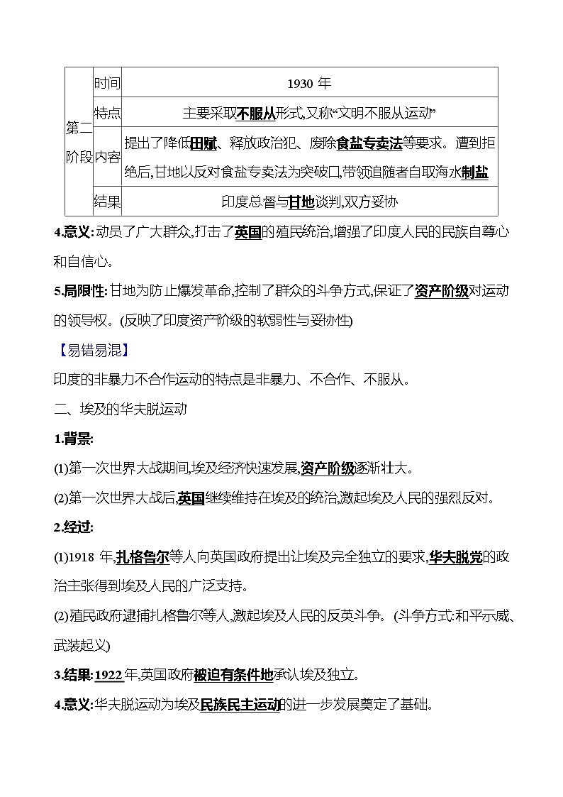 2024-2025 初中历史  九年级下册  第三单元  第12课　亚非拉民族民主运动的高涨 每课一练（教师版）  第2页