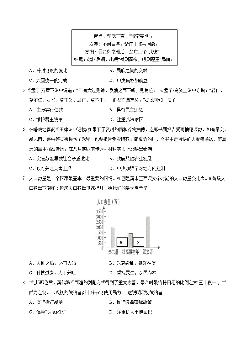 七年级历史第三次月考卷（考试版A4）（深圳专用）【测试范围：七上1~17课】第2页