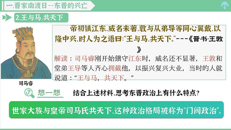 「2024新教材课件」部编版七年级上册历史 第18课  东晋南朝政治和江南地区的开发05