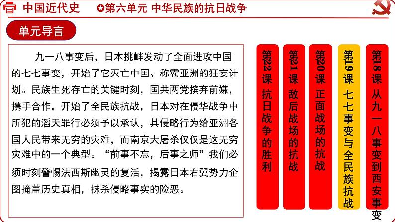 统编版八年级历史上册第19课《七七事变与全民族抗战》教学课件第1页