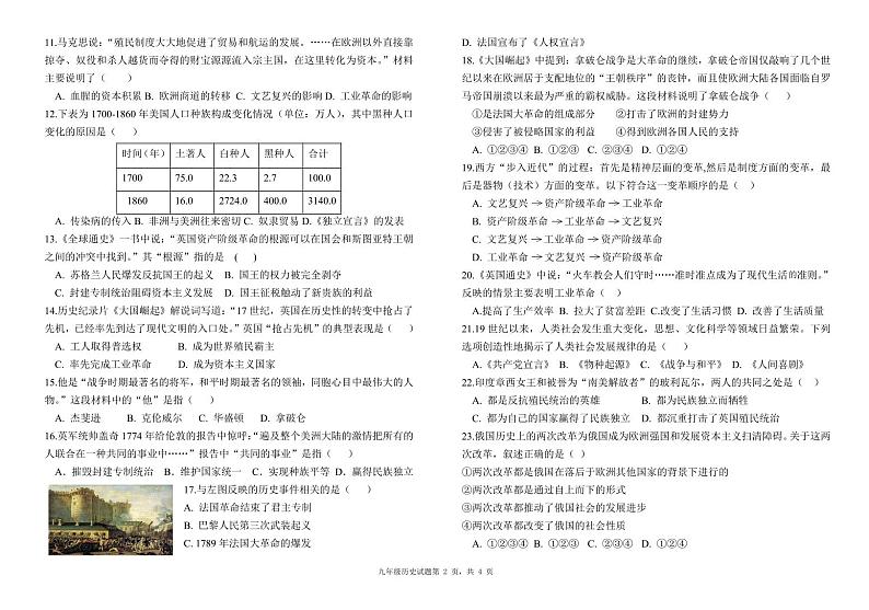 （教研室提供）山东省德州市夏津县2024-2025学年九年级上学期期中考试历史试题第2页