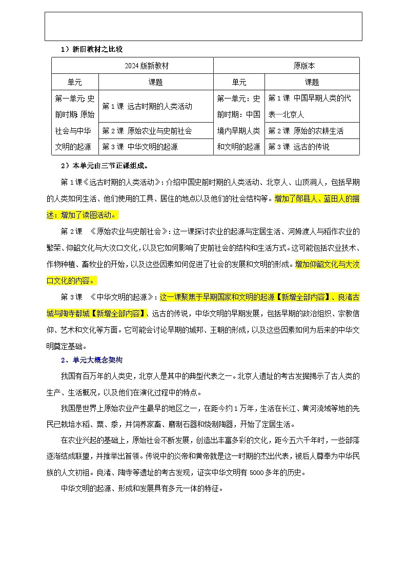 部编版历史七年级上册 第1课  远古时期的人类活动【教学设计】第2页
