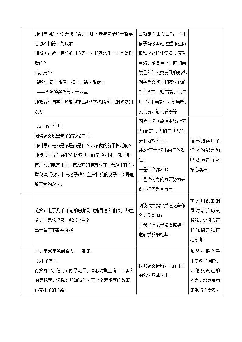 部编版历史七年级上册 第7课 百家争鸣 授课教案第3页