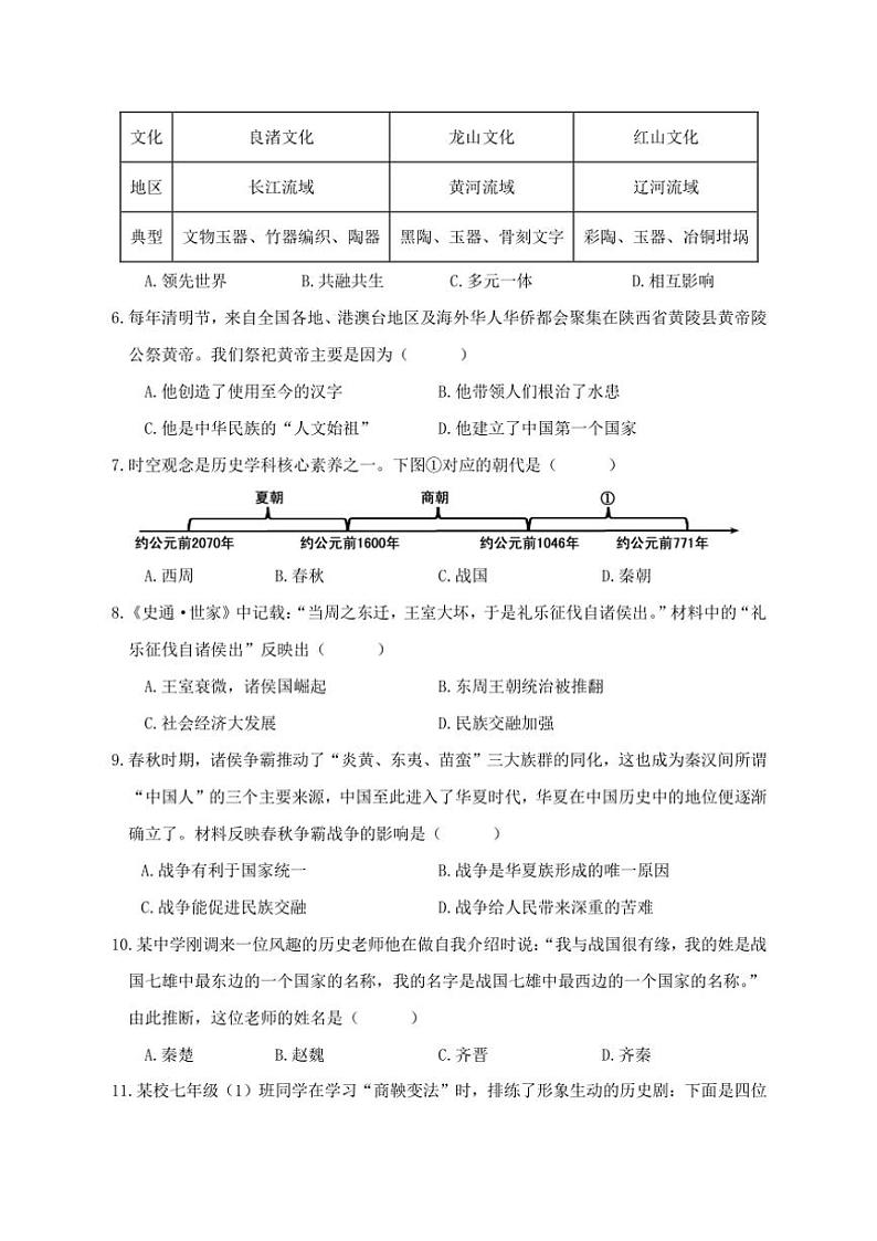 2024～2025学年湖南省永州市新田县七年级(上)期中历史试卷(含答案)第2页