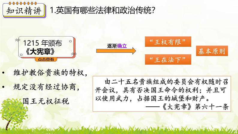 新课堂探索课件  部编版历史9年级上册 第17课 君主立宪制的英国第6页