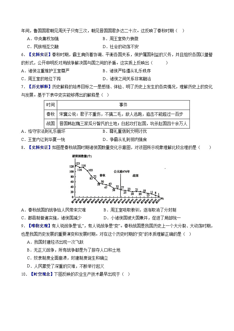 第5课 动荡变化中的春秋时期（分层作业）（学生版）第2页