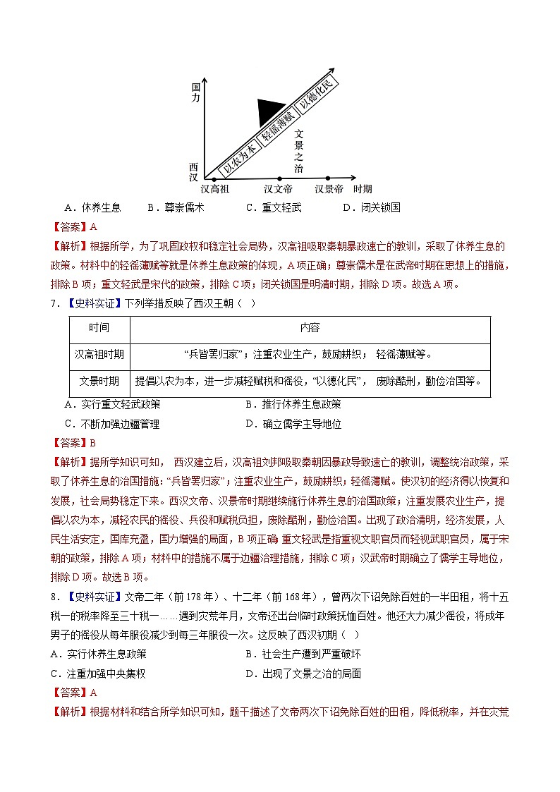 第11课 西汉建立和“文景之治”（分层作业）（教师版）第3页
