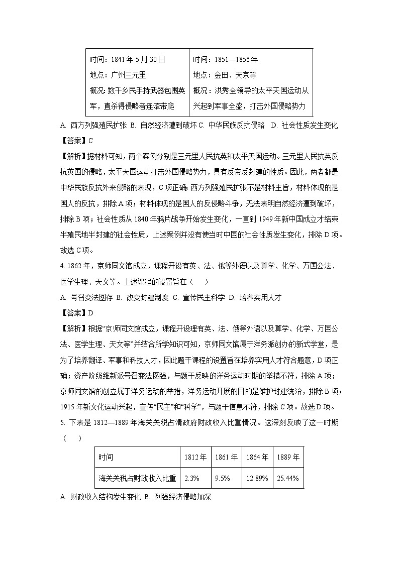 2024~2025学年山西省晋城市八年级上学期期中历史试卷(解析版)第2页