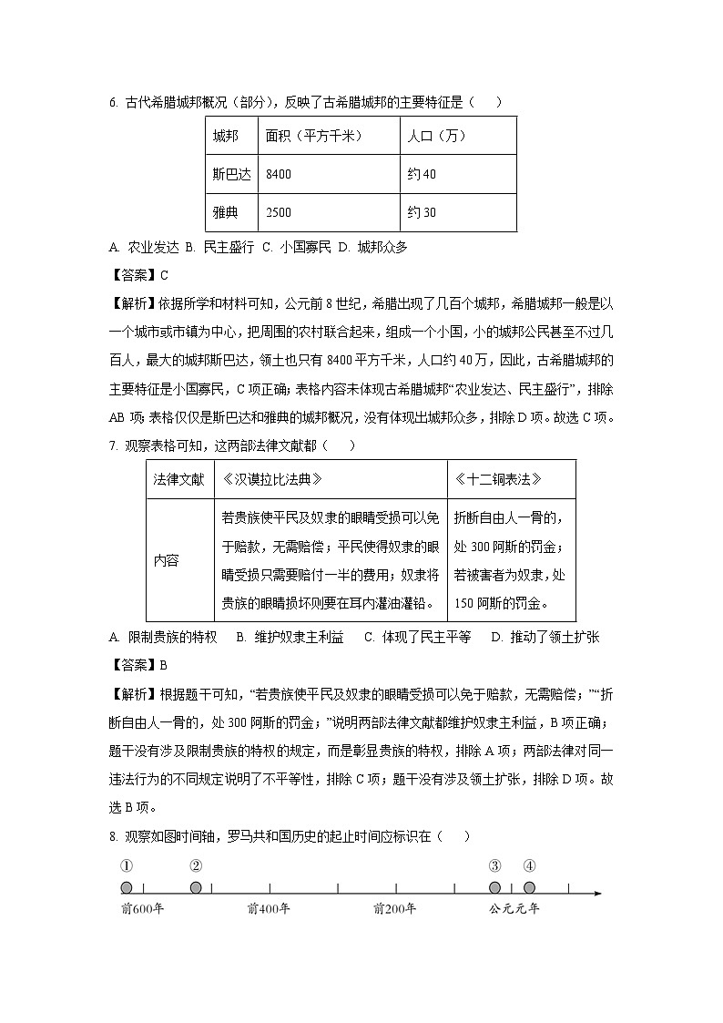 2024~2025学年江西省景德镇市乐平市九年级上学期期中历史试卷(解析版)第3页