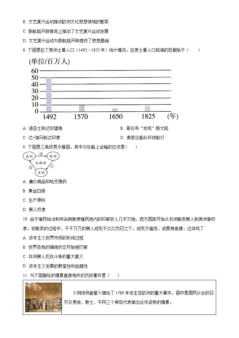 广东省江门市怡福中学2024-2025学年九年级上学期期中历史试题（原卷版）-A4第2页