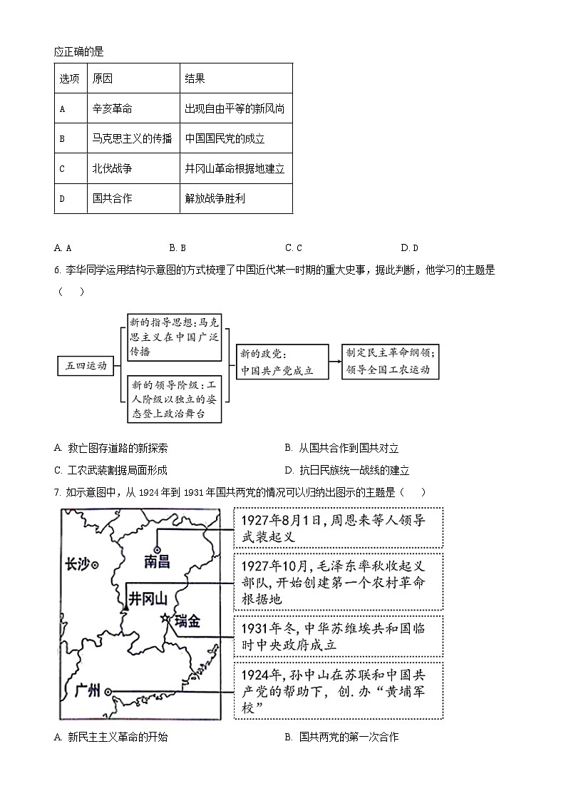 辽宁省沈阳市2024-2025学年八年级上学期期末历史试题（原卷版）-A4第2页