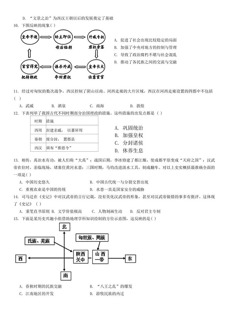 2024～2025学年辽宁省鞍山市立山区第五十一中学七年级(上)第二次月考历史试卷(含答案)第2页