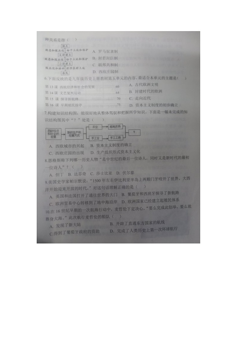 山东省德州市夏津县2024-2025学年九年级上学期期中历史试题第2页