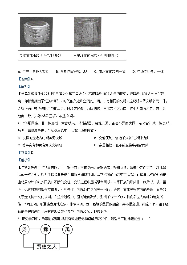 山西省晋中市介休市2024-2025学年七年级上学期期中历史试题（解析版）-A4第2页