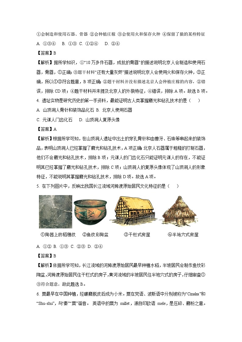 山东省枣庄市山亭区2024-2025学年七年级(上)期中历史试卷（解析版）第2页