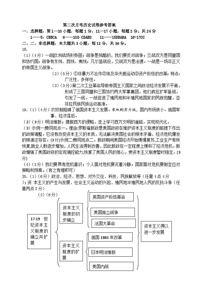 第二次月考历史答案第1页