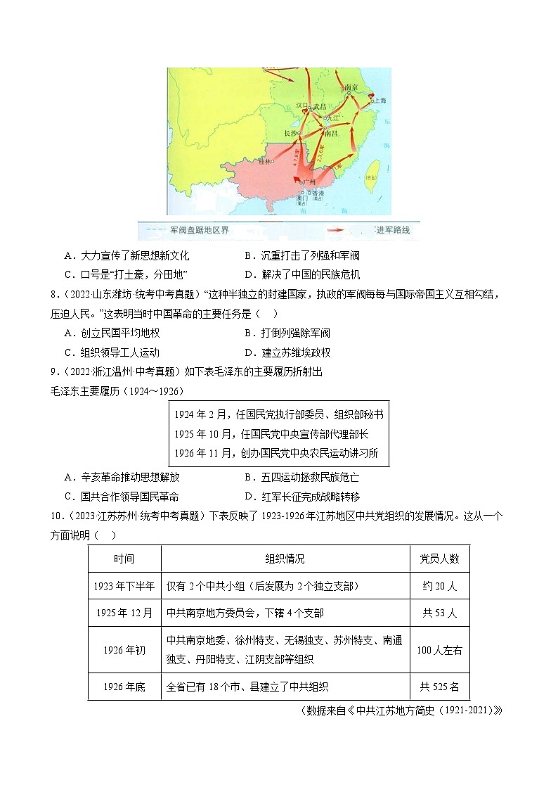 部编版八年级历史上册单元速记·巧练 第五单元  从国共合作到国共对立【培优训练·真题精选卷】（附答案）第2页