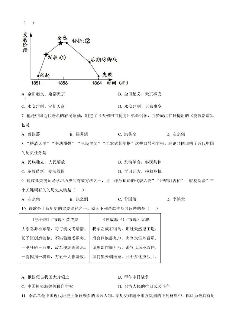 2024～2025学年四川省自贡市绿盛实验学校八年级(上)期中历史试卷(含答案)第2页