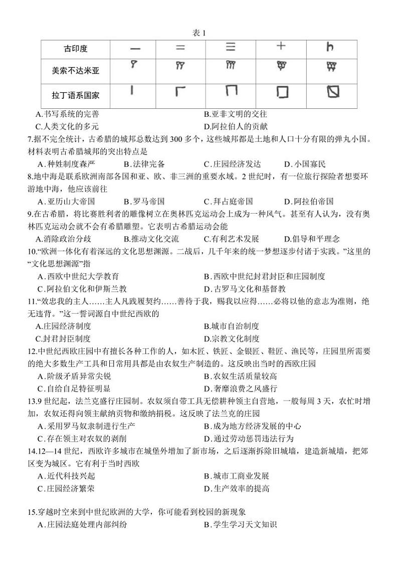 2024～2025学年福建省漳州市长泰第一中学部编版九年级(上)期中历史试卷(含答案)第2页