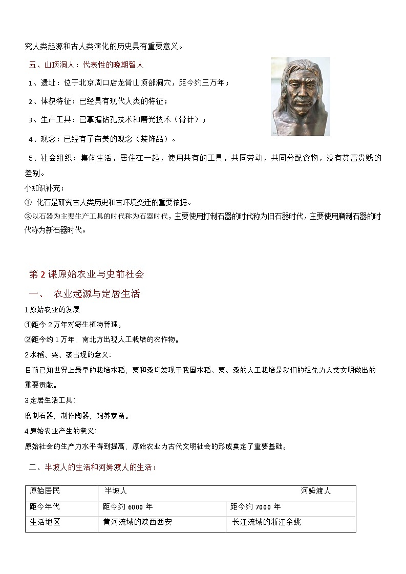 统编版（2024新版）七年级历史上册期末复习知识点背诵提纲 讲义第2页