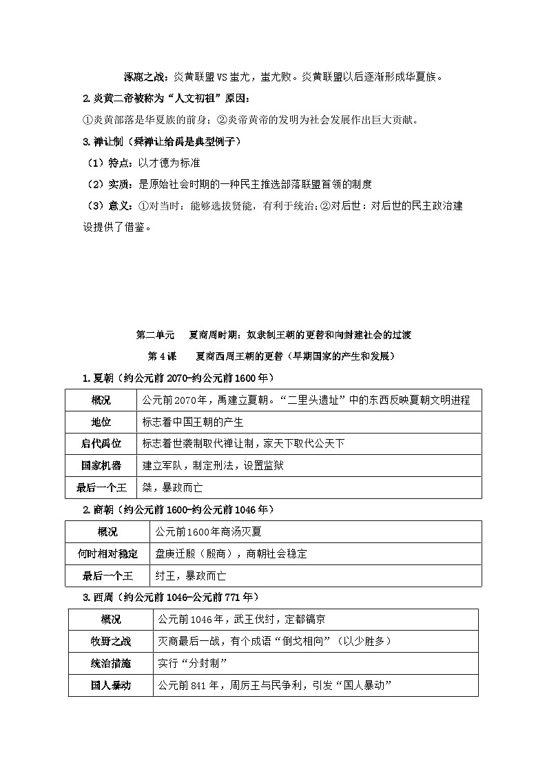 统编版（2024新版）七年级上册历史知识点期末复习提纲 讲义第3页