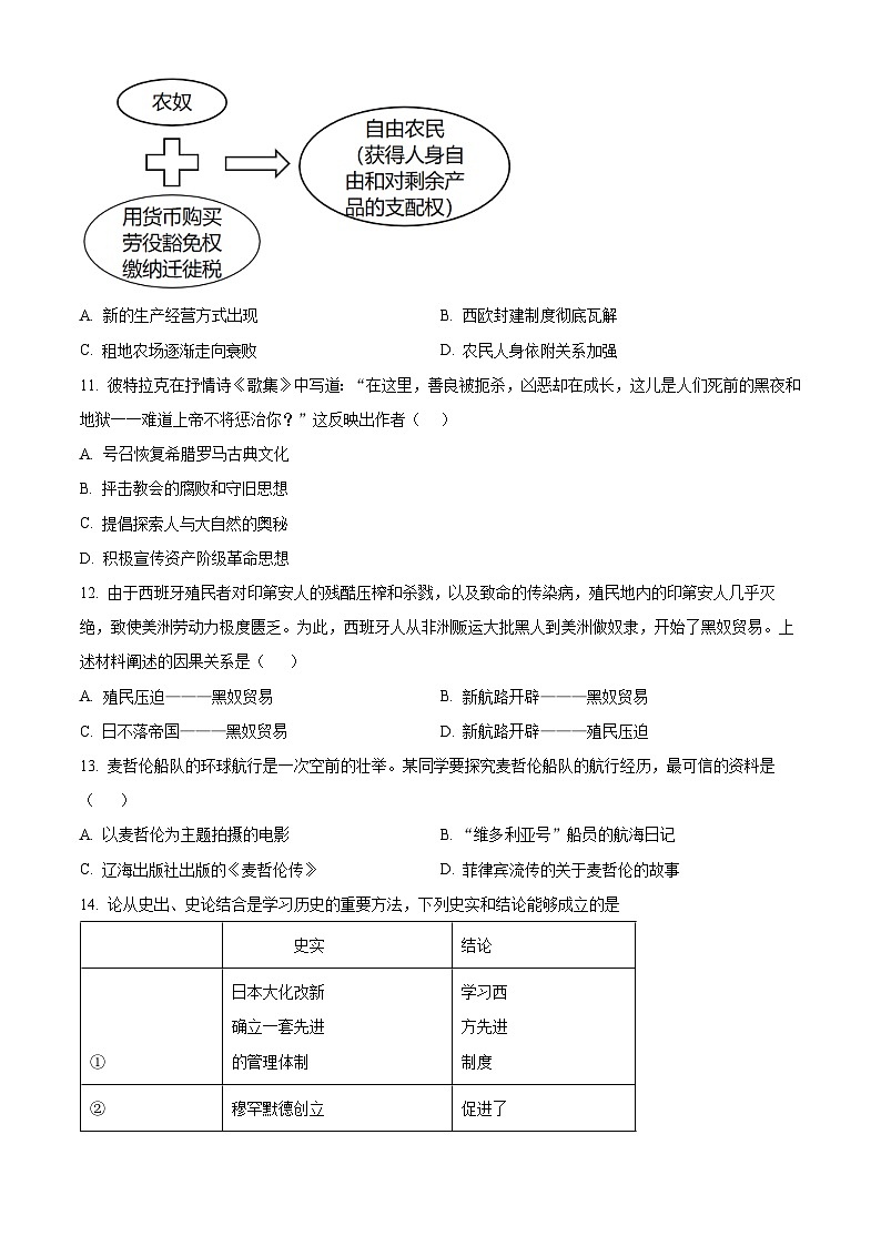 安徽省宣城市2024-2025学年历史九年级第一学期11月月考试题（含答案）第3页