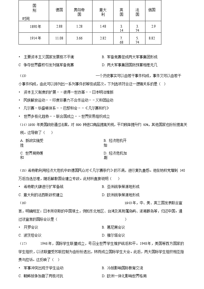 广东省广州大学附属中学2023-2024学年九年级上学期期末历史试题第3页