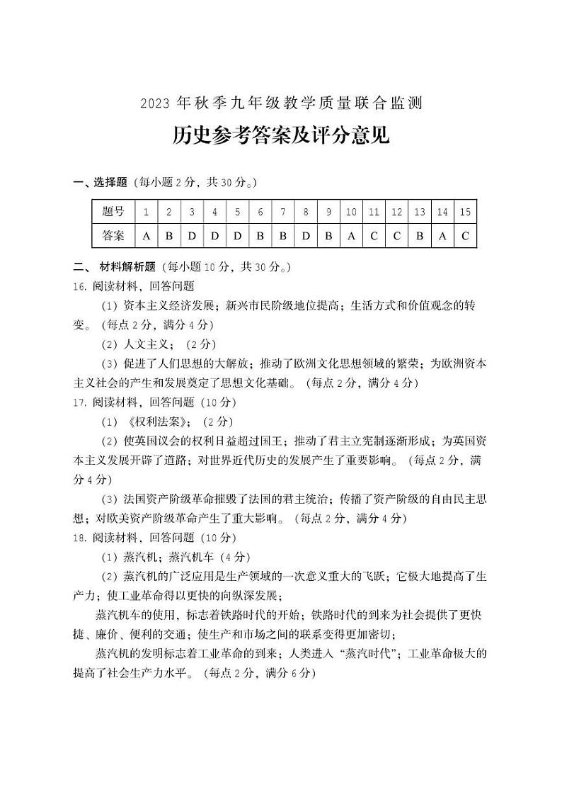 九年级历史答案.FIT)第1页