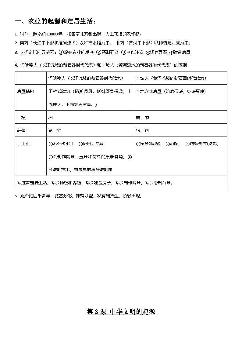部编版七年级上册历史期末复习必背知识点提纲 讲义第2页