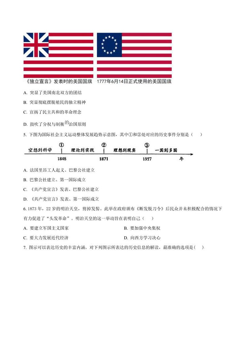 2024～2025学年山西省长治市九年级上12月月考历史试卷(含答案)第2页