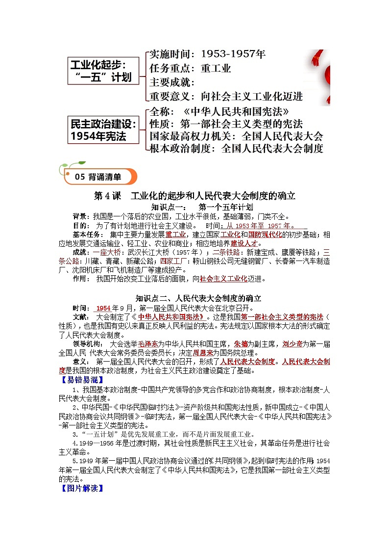 第4课  新中国的工业化起步和人民代表大会制度的确立（精品学案）-【情境式课堂】八年级历史下册教学课件与学案（部编版）1第3页