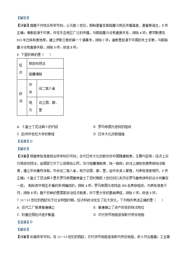 山东省曲阜市2023--2024学年部编版九年级历史上学期期末试题（解析版）第3页