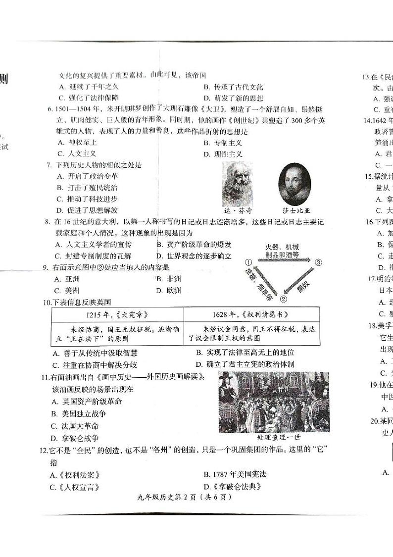 河南省洛阳市伊川县2024--2025学年部编版九年级历史上学期期末质量监测试题第2页