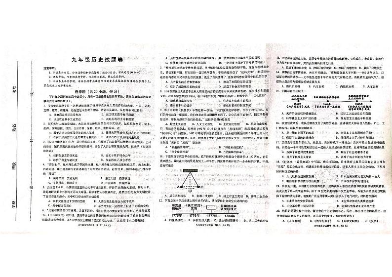 河南省三门峡市2024-2025学年九年级上学期1月期末历史试题第1页