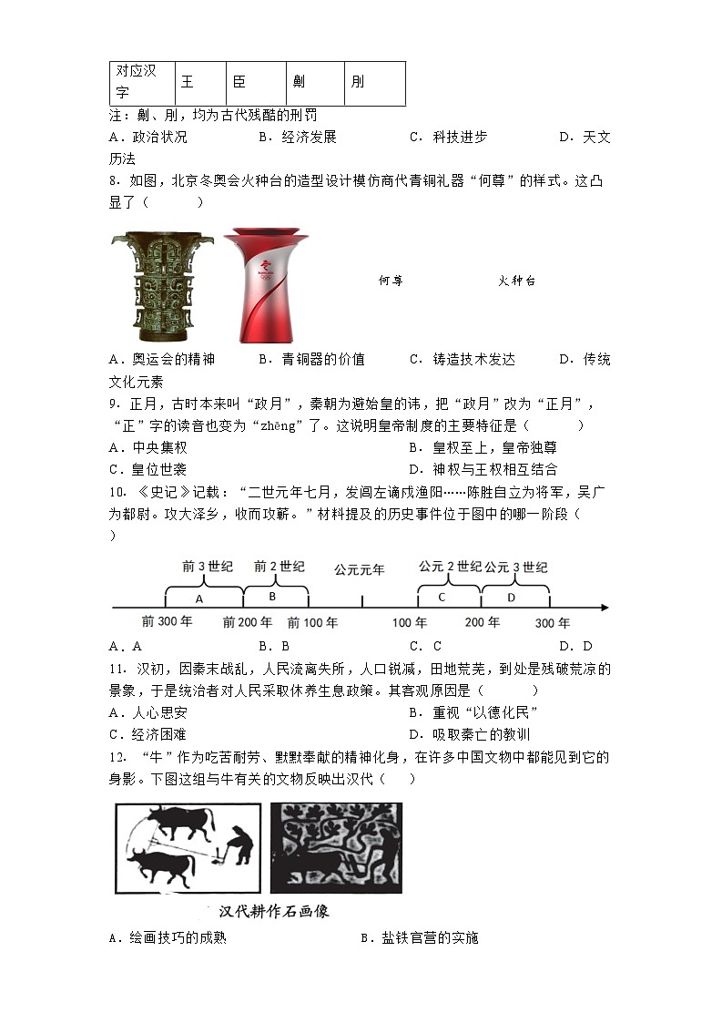 河南省濮阳市2024-2025学年七年级上学期期末历史试题第2页