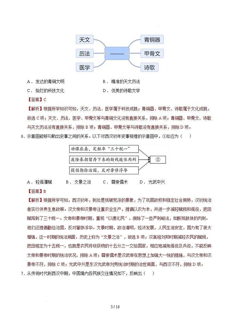 【开学摸底考】2024-2025学年春季期七年级历史开学摸底考（广州专用）（全解全析）第3页
