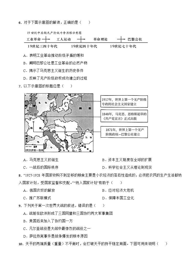 2024-2025年江苏省中考历史一轮复习第一次世界大战和战后初期的世界课时练（三十一）第2页