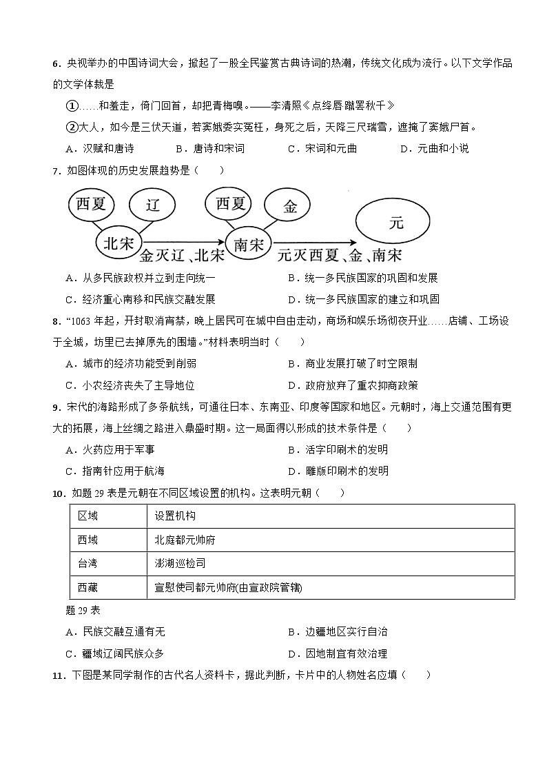 2024-2025年江苏省中考历史一轮复习民族关系发展与社会关系课时练（六）第2页