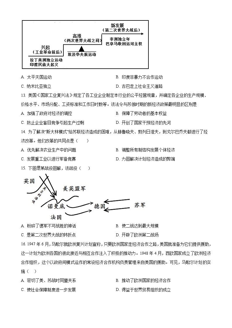 河南省周口市扶沟县2024-2025学年九年级上学期期末历史试题（含答案）第3页