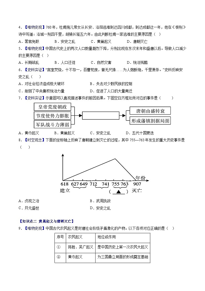 第4课 安史之乱与唐朝衰亡（分层作业）（原卷版）第2页