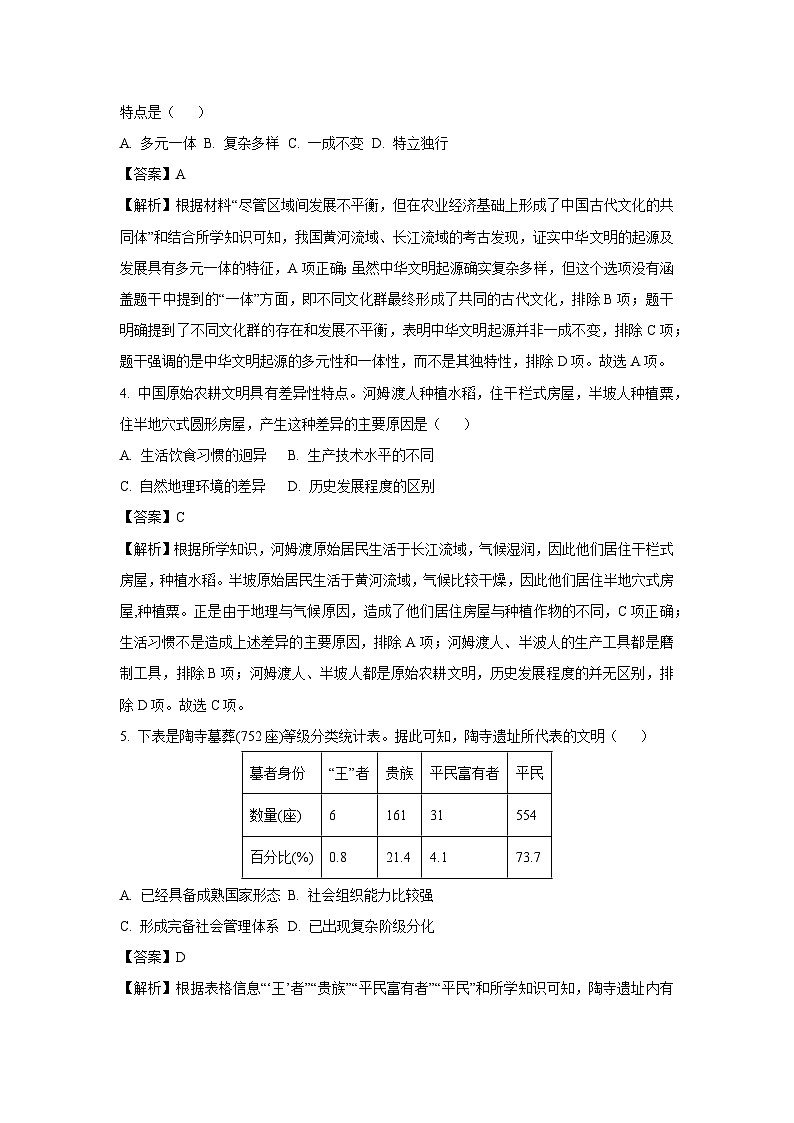 2024-2025学年河北省沧州市东光县五校联考七年级上学期10月月考历史试卷（解析版）第2页