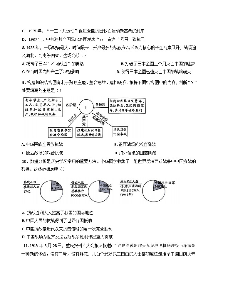 山西省太原市2024-2025学年八年级上学期期末历史试题第3页