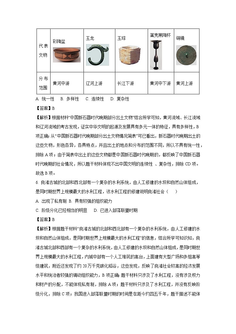 山西省临汾市部分学校2024-2025学年七年级上学期第一次能力训练月考历史试卷（解析版）第3页