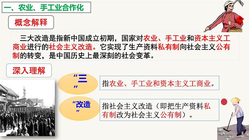 人教版初中历史八年级下册 第5课  三大改造-精讲优质课件（核心素养提升版）第3页