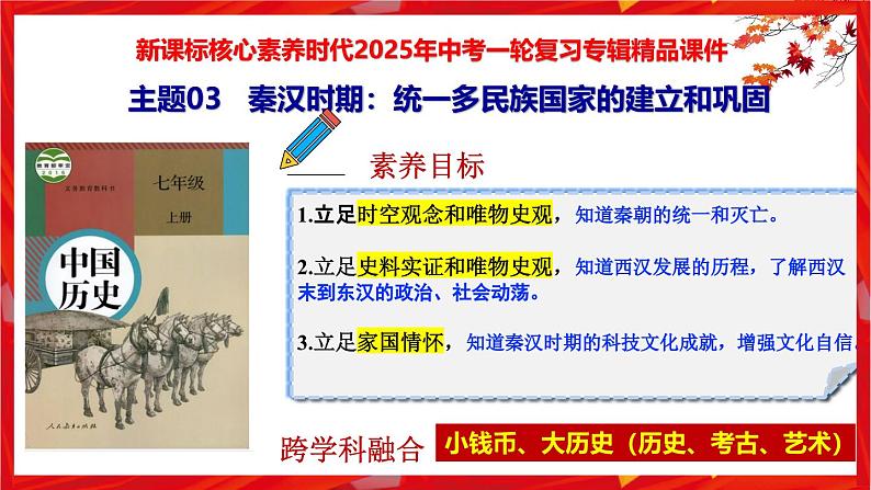 2025中考历史一轮复习：主题03   秦汉时期：统一多民族国家的建立和巩固 课件（核心素养+跨学科融合）第1页