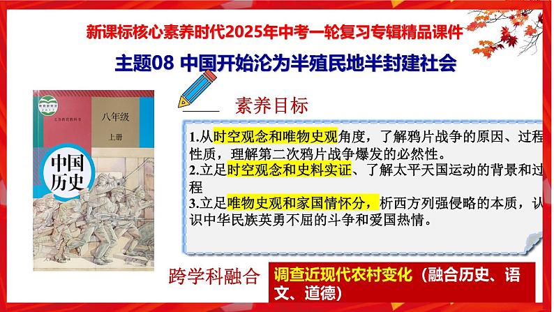 2025中考历史一轮复习：主题08 中国开始沦为半殖民地半封建社会 课件（核心素养+跨学科融合）第1页