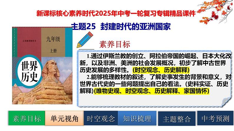 2025中考历史一轮复习：主题25  封建时代的亚洲国家 课件（核心素养时代）第1页