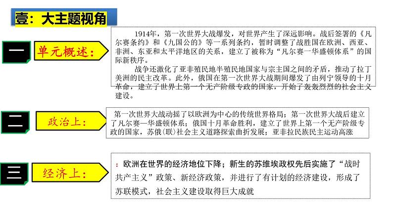 2025中考历史一轮复习：主题31  第一次世界大战和战后初期的世界 课件（核心素养时代）第2页