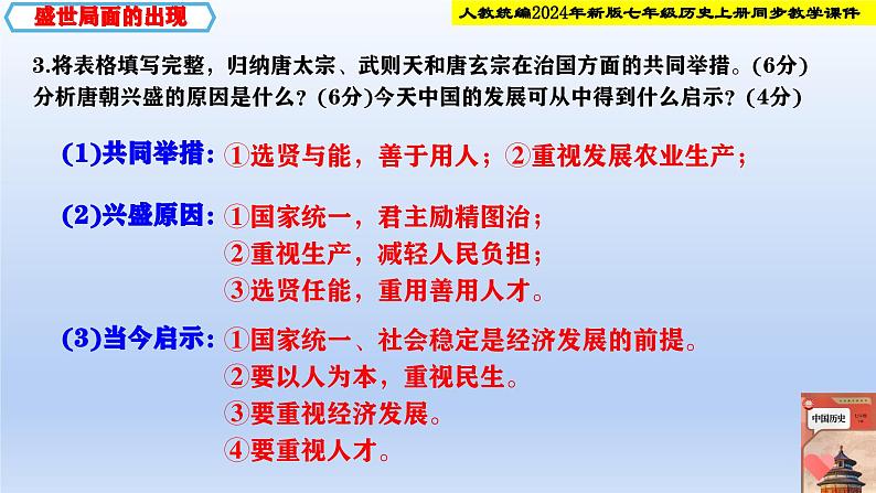 统编2024年新教材七年级历史下册第3课  开元盛世   课件第7页