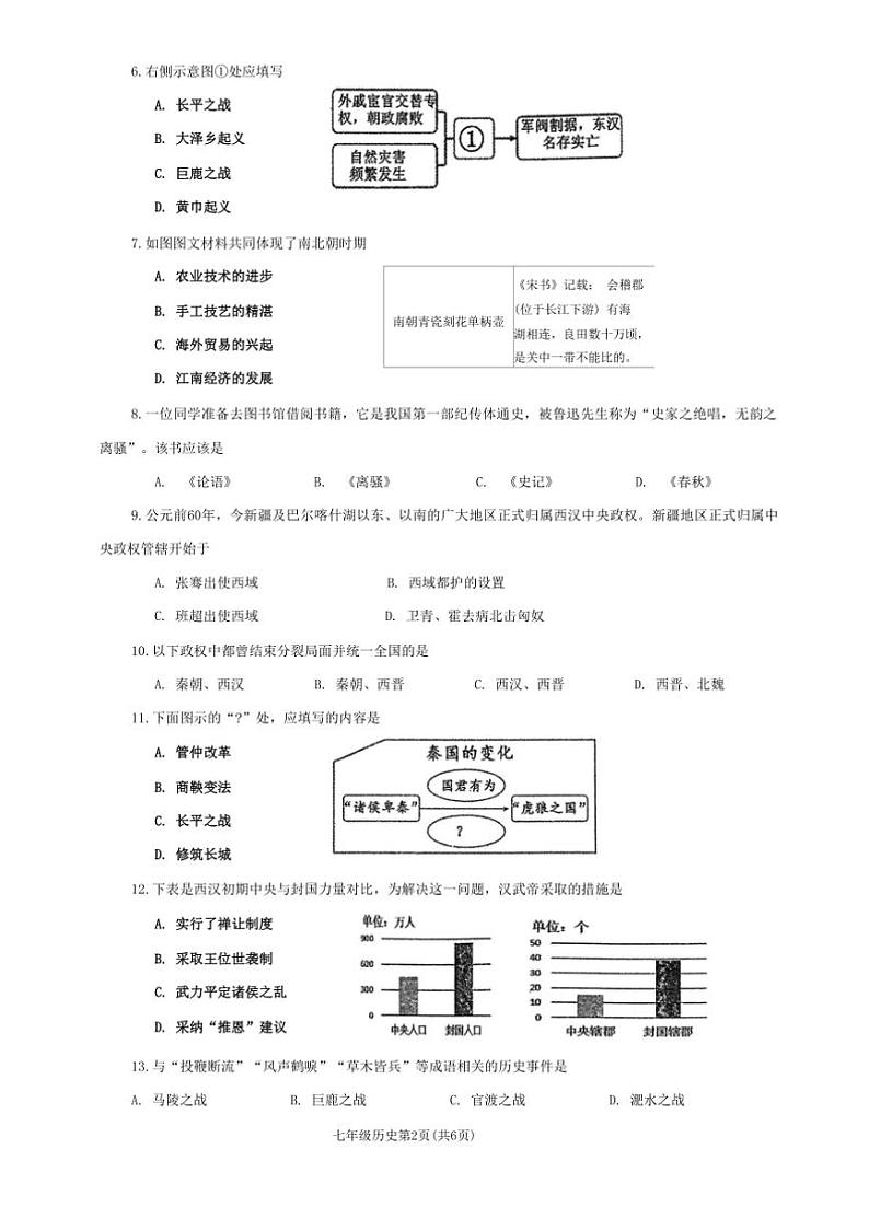 2024～2025学年河南省南阳市新野县七年级上1月期末历史试卷(含答案)第2页